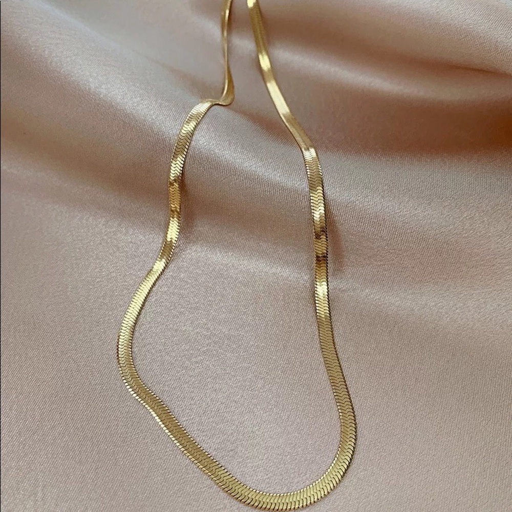18k gold plated 3mm herringbone necklace.